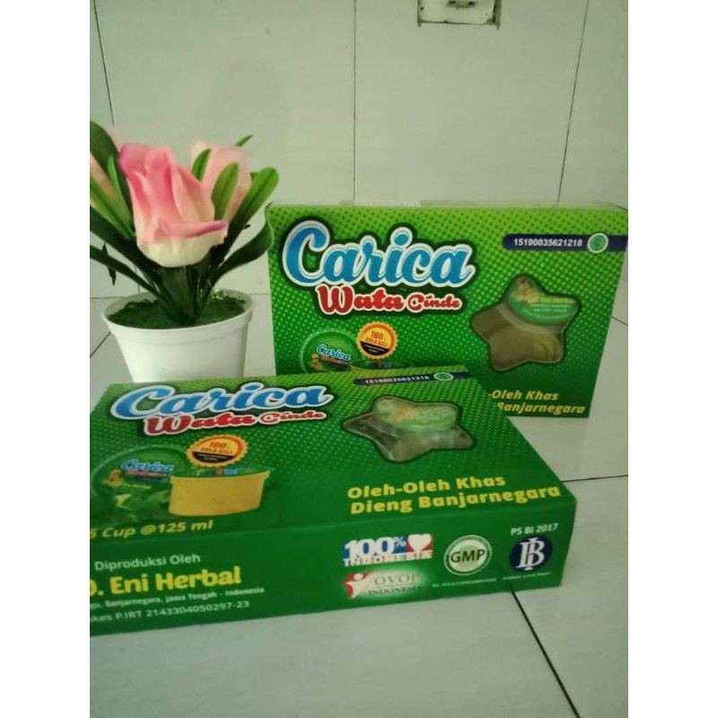 

Carica Dieng Wata Cinde Dus Isi 6 cup @125 ml Gula Asli,Bersertifikat Halal. Cocok untuk Parcel