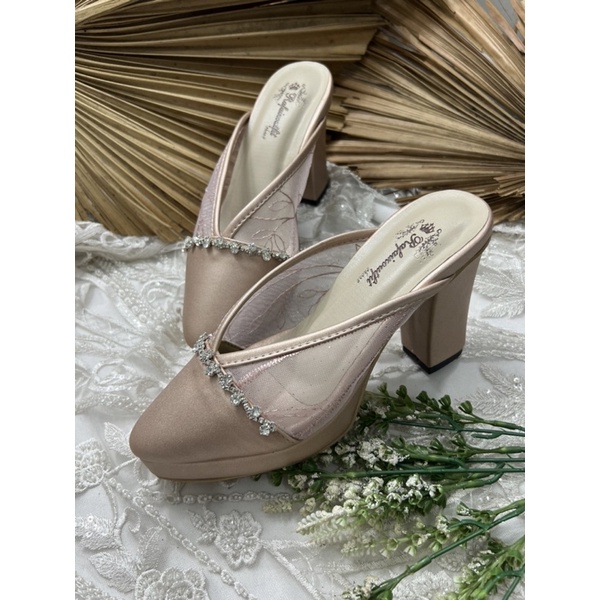 sepatu wanita Alexna rosegold 9cm tahu