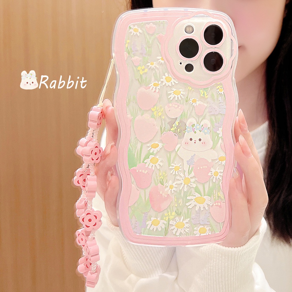 Case Pelindung Transparan Motif Bunga Kelinci Untuk Iphone 11 8 7 Plus SE2 XS XR 12 13 PRO MAX