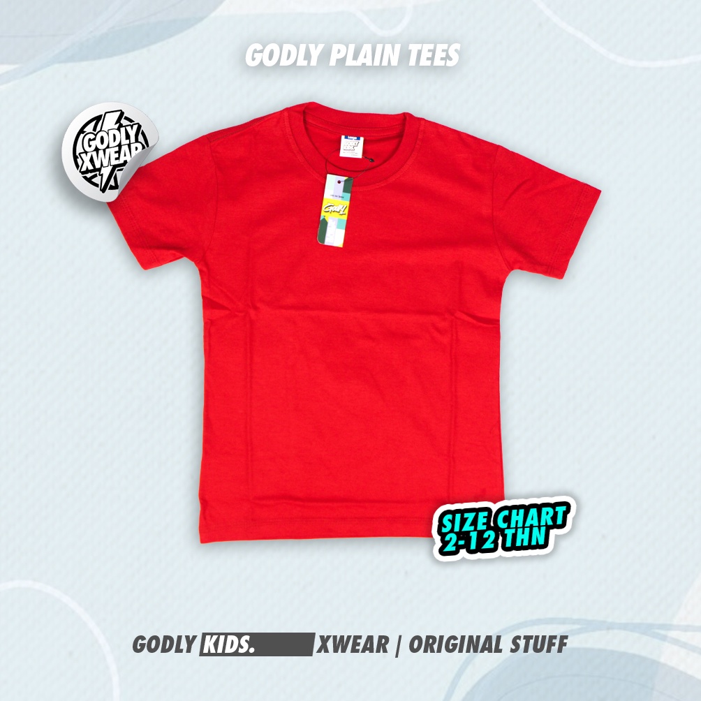 KAOS POLOS ANAK BAHAN 100% COTTON  JAHITAN RAPIH GODLY.XWEAR KIDS AND JUNIOR