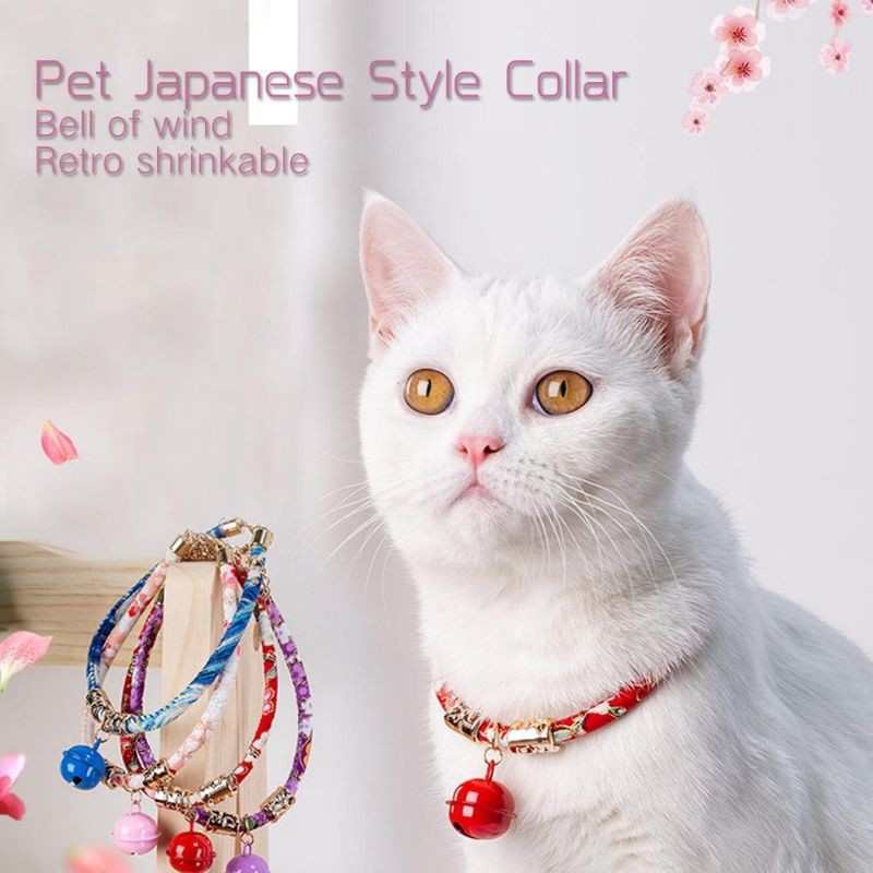 Kalung Leher Kucing Peliharaan Bahan Katun adjustable Gaya Jepang vintage