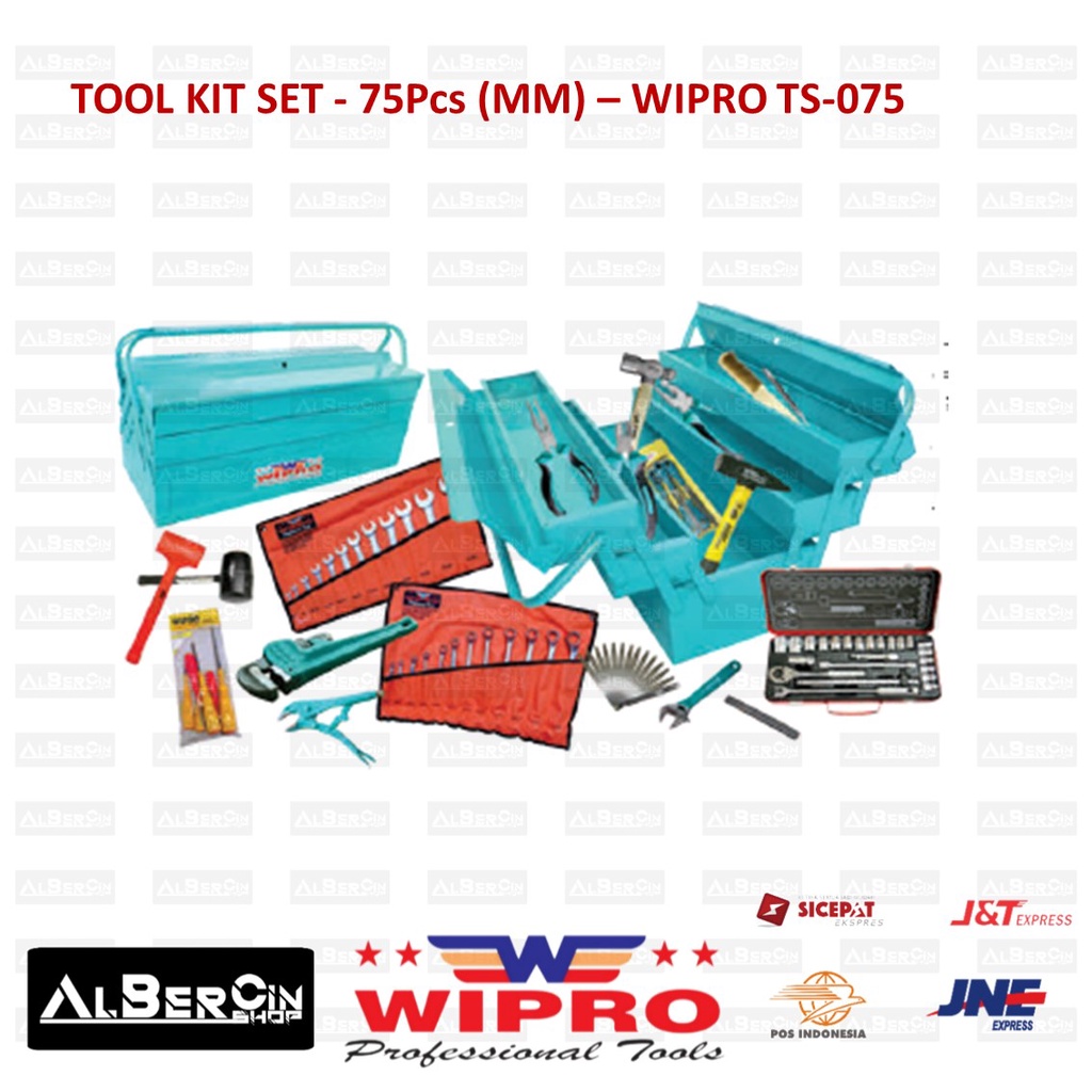 Alat Tukang Teknik Lengkap Box Tool Kit Set 75 Pcs Wipro TS-075 TS075