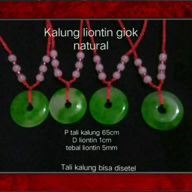 Kalung batu giok koin original tali cina