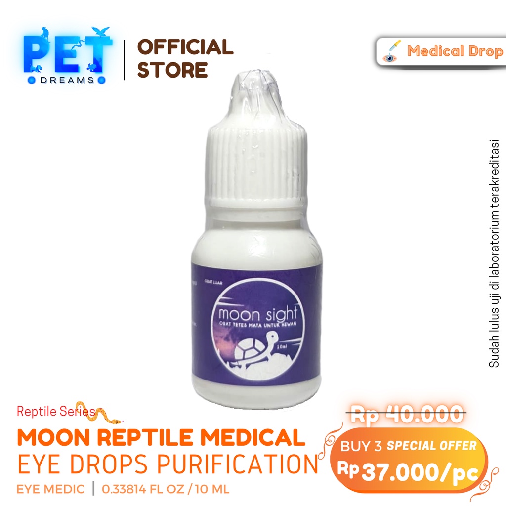 PROMO MOON REPTILE OBAT TETES MATA BENGKAK SAKIT MATA INFEKSI REPTIL KURA TORTO SULCATA PARDALIS