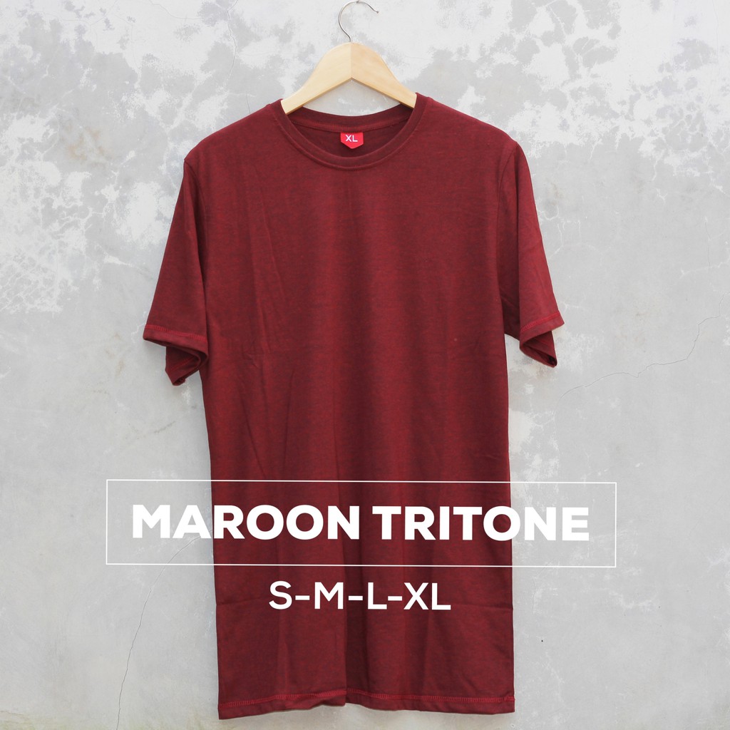 PROMO MURAH Kaos Polos Lengan Pendek Pria 100% Soft Combed XS S M L -XL Maroon Tritone