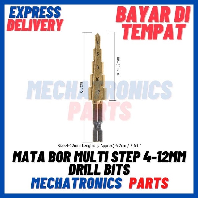 [PAS-9093] MATA BOR MULTI STEP 4-12MM PAGODA TANGGA PAYUNG DRILL BITS SIZE UKURAN