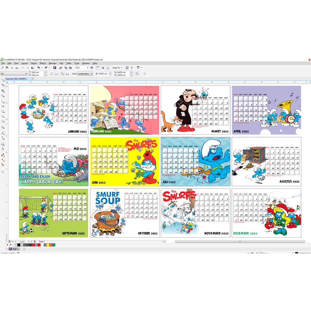 

Kalender Meja 2024 SMURFS SMURF Calendar Komik bisa custom desain bebas