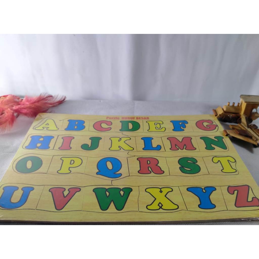 PUZZLE ABC KAYU / MAINAN EDUKASI / PUZZLE GAMBAR ABJAD ALFABET HURUF BESAR. Riens Collections