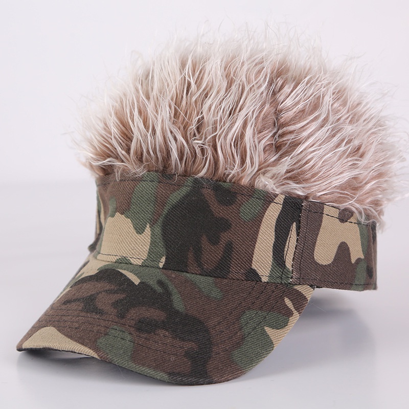 Topi Baseball Dengan Wig Motif Camouflage Gaya Hip Hop Untuk Pria