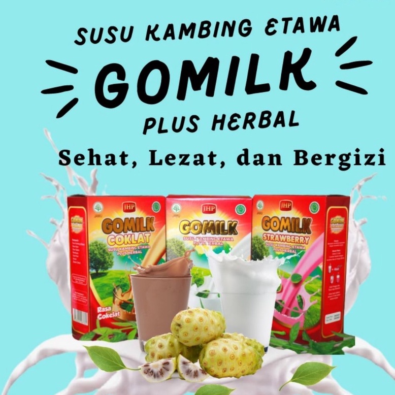 

Gomilk Susu Kambing Etawa Plus Herbal - Plain, Strawberry, dan Coklat