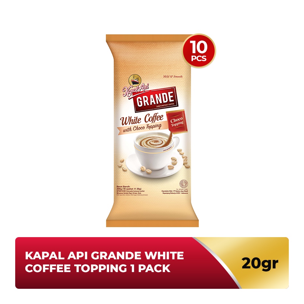 

KAPAL API Grande White Coffee Topping 1 Pack (10 x 20 gr)