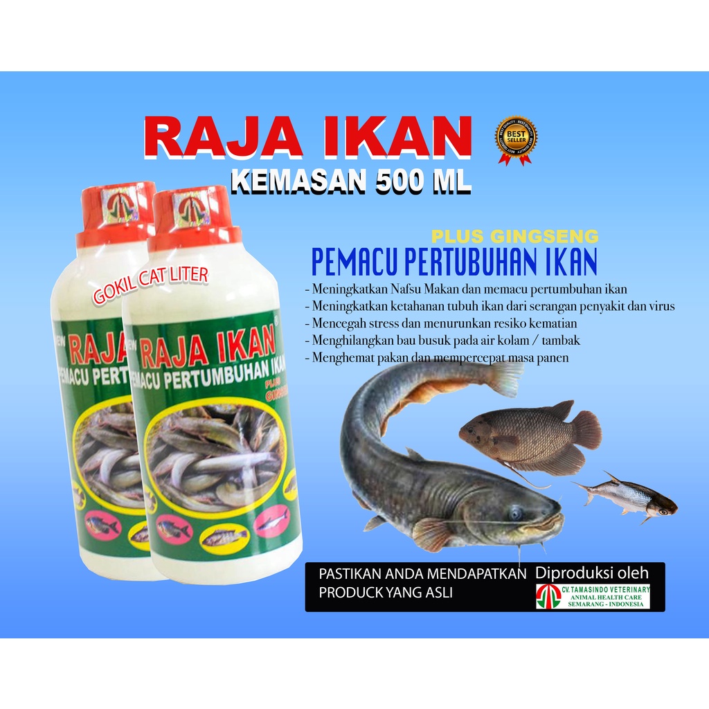 RAJA IKAN 500 ML-PENGGEMUK IKAN,VITAMIN PENGGEMUK IKAN-PENAMBAH NAFSU MAKAN IKAN