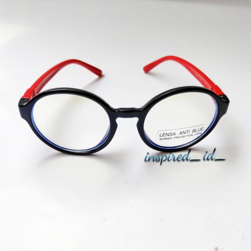 Kacamata Anak  Anti Radiasi Frame Lentur-Hitam Tangkai Merah