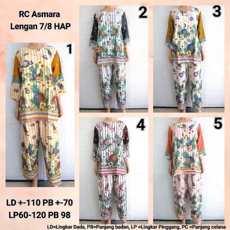 ASMARA 7/8 HAP PIYAMA BAJU TIDUR SETELAN BATIK  BUSUI FRIENDLY DISC