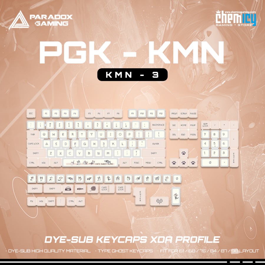 Paradox Gaming KMN-3 / KMN3 Dye-sub Keycaps 120 set XDA Profile