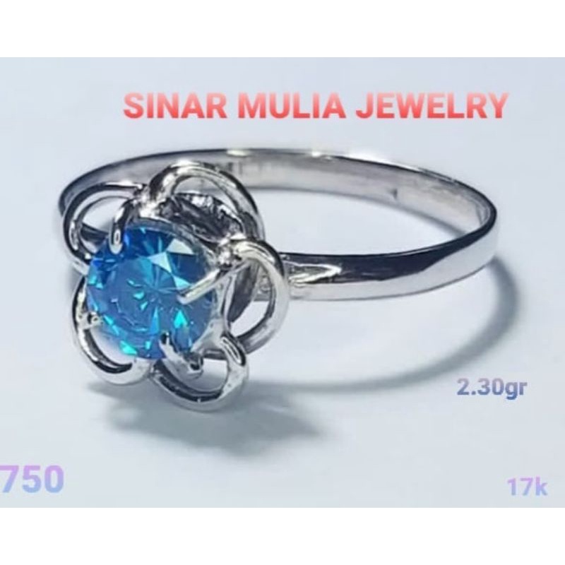 CINCIN MAS PUTIH MATA BIRU EMAS ASLI