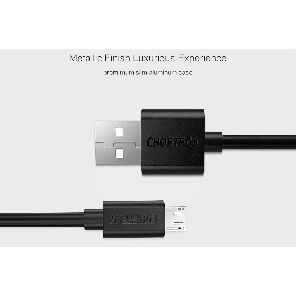 Kabel Charger Choetech SMT0009 Micro USB / Type C Fast Charging 2.4A 1M
