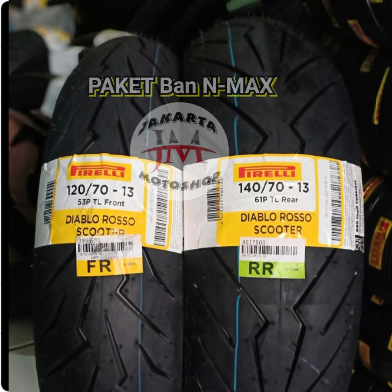 (Sepasang) Ban NMax [Pirelli Diablo Rosso Scooter 120/70-13 & 140/70-13 ] New Product