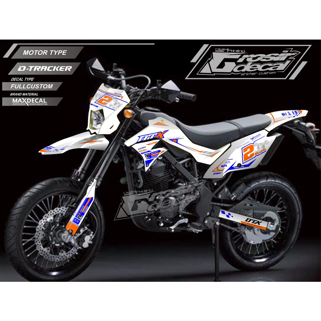 Stiker Decal KLX Dtracker 150 new putih fullbody Stiker klx dtracker 150 new