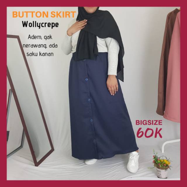 [BIGSIZE/JUMBO] ROK JUMBO MOSCREPE / WOLLYCREPE -KANCING - PANJANG POLOS - MUSLIMAH