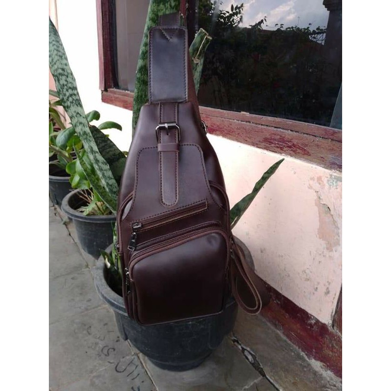 Tas Pinggang HP Selempang Kulit Asli Pull Up Premium