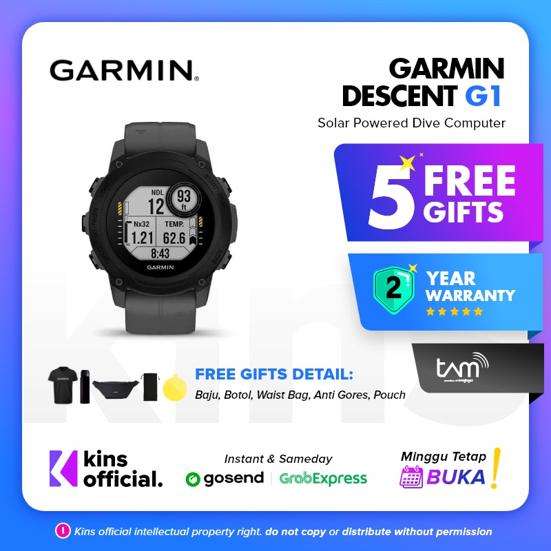 Garmin Descent G1 Solar - Garansi Resmi TAM