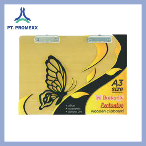 

Clipboard Kayu Butterfly A3 / Papan Jalan Kayu Butterfly A3 / Alas Ujian