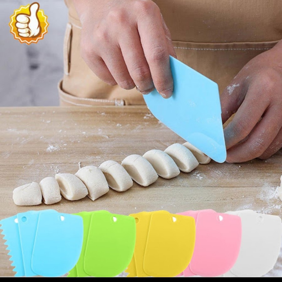 scraper kue 3 in 1 set scrapper potong adonan spatula cake dapur pisau