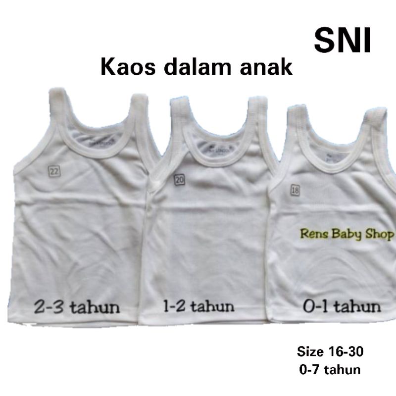 SNI Kaos dalam TEBAL singlet anak bayi newborn 0 1 2 3 4 5 6 7 tahun