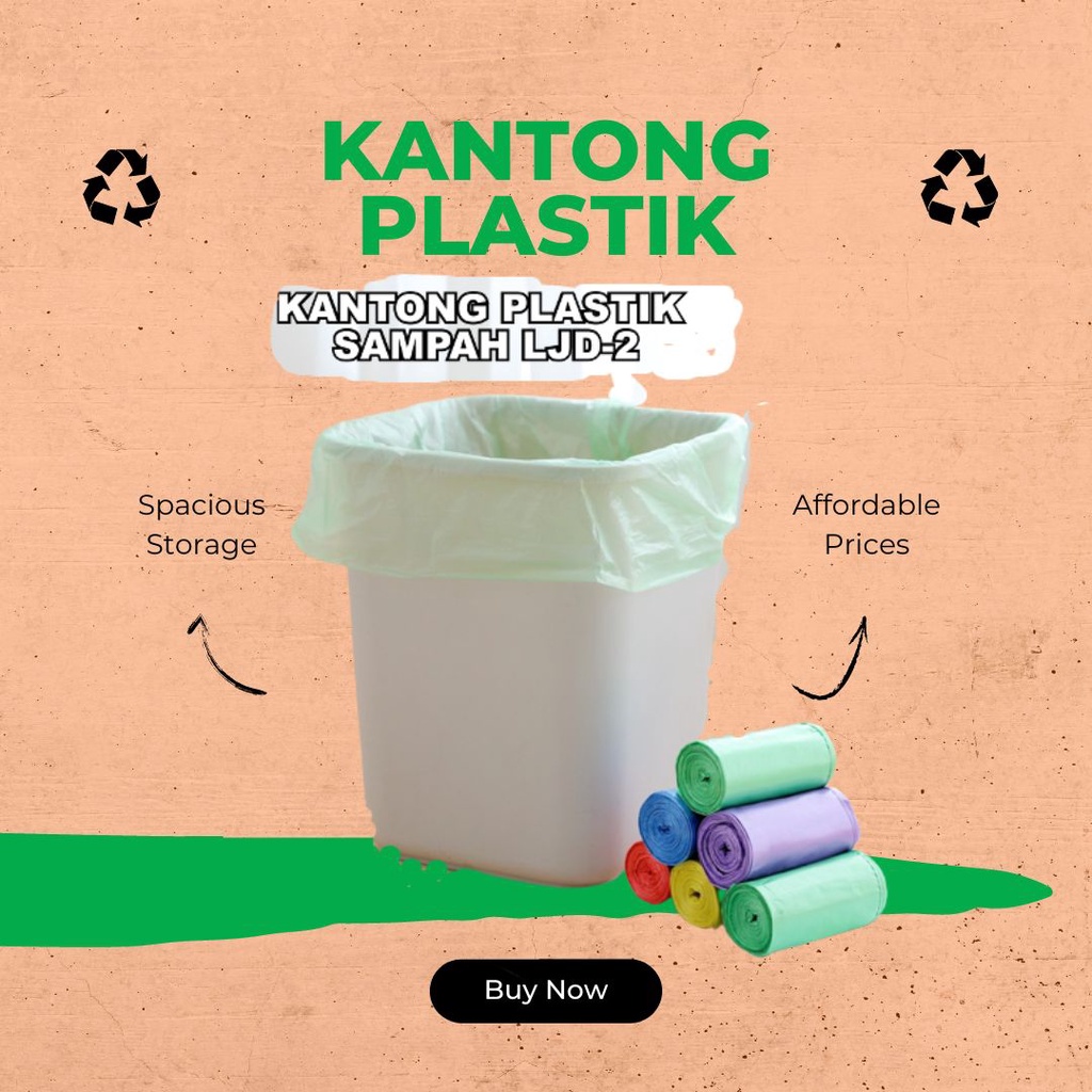 5 ROLL Kantong Plastik Sampah Kantong Plastik Gulung Roll Kanton Plastik Ukuran 45X50CM -Wonderdekorasi