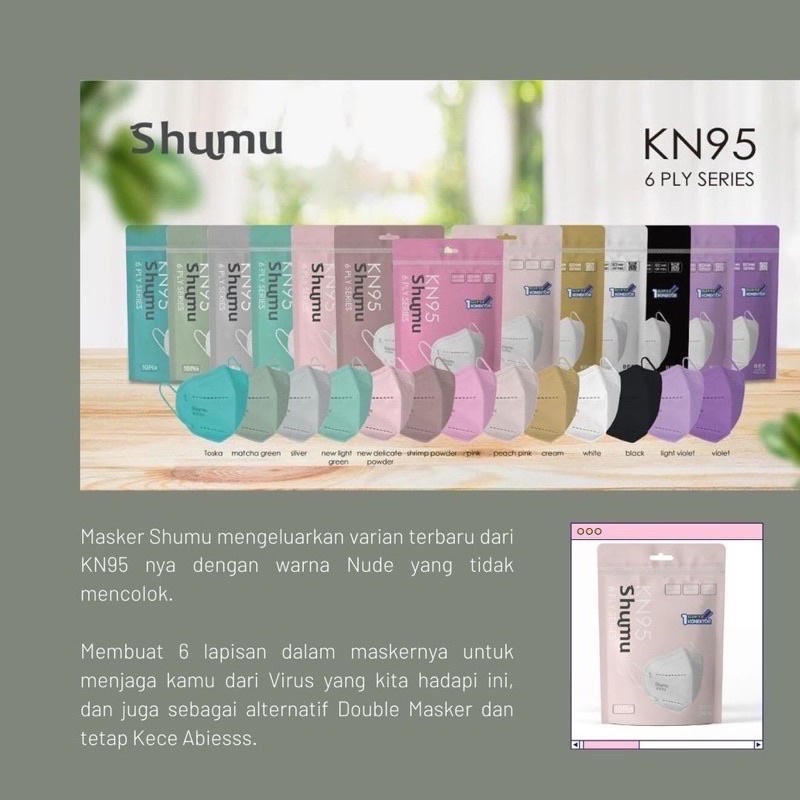 TERMURAH!!! MASKER SHUMU KN95 ISI 10s MASKER KN95 / MASKER MEDIS KN95 6 PLY SHUMU SEGEL PABRIK IJIN KEMENKES AKD