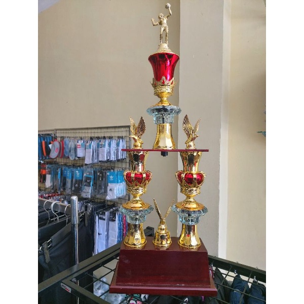 PIALA KAKI 2 BOX KAYU PIALA MEWAH PATUNG FUTSAL/VOLLY