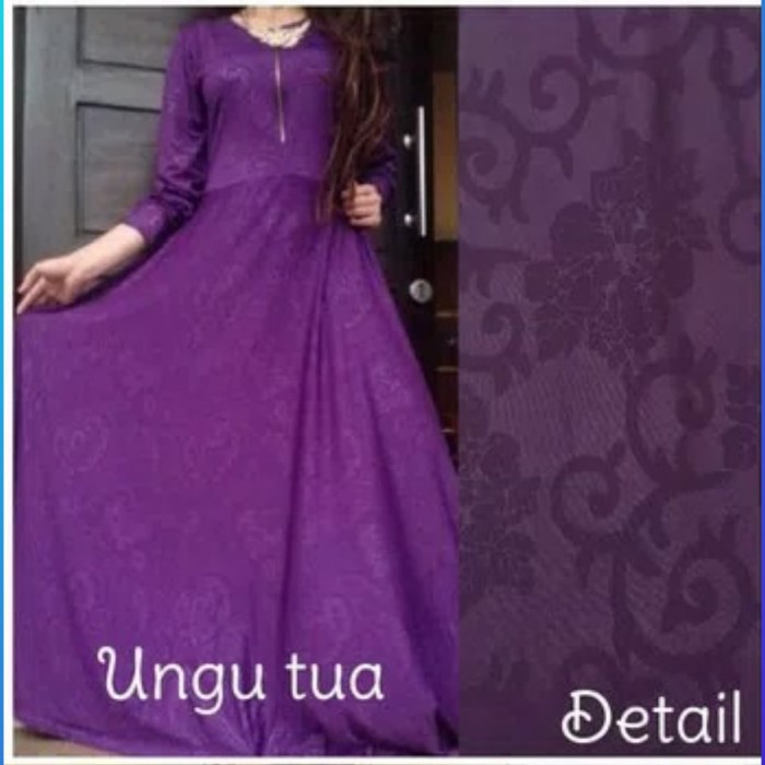 Ramadhan Sale - Dress Muslim Wanita Gamis Busui Abaya Maxi Jumbo Bigsize Xxl Ungu Tua