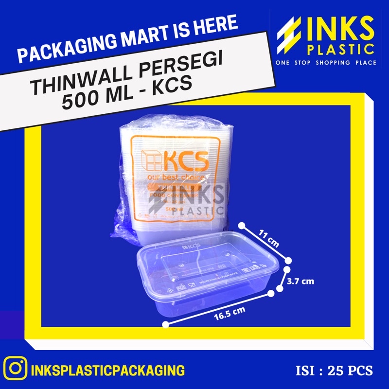 THINWALL 500 ML KCS RECTANGLE PERSEGI PANJANG (25 PCS)