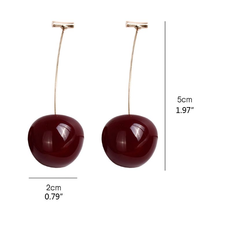 SIY  Sweet Wine Red Resin Fruit Studs Fresh Red Cherry Harvest Stud Earrings Women Fashion Earrings