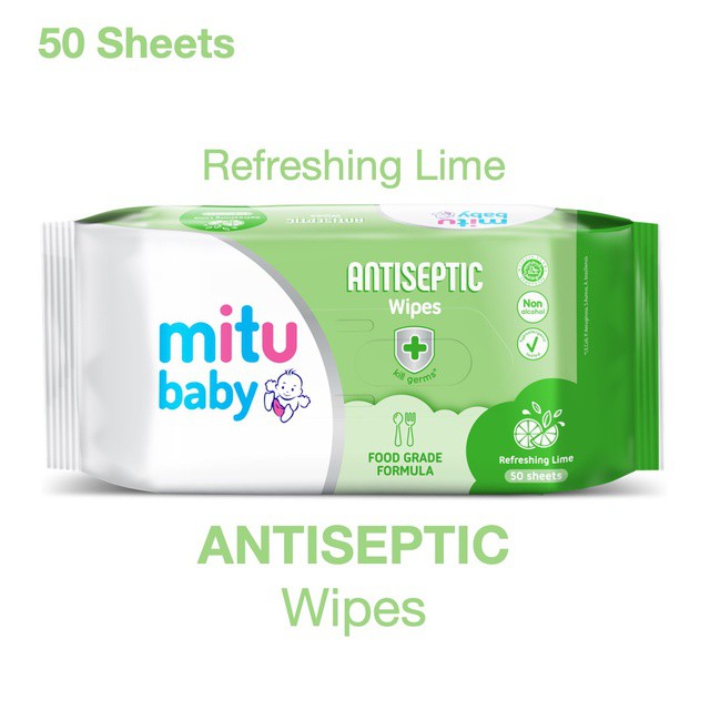 Mitu Baby Wipes Antiseptic  Refreshing Lime - Tisu Basah