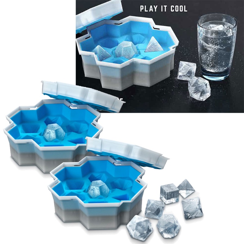 SIY  7 Shape Dice Silicone Ice Tray Mold Game Dice Mini Ice Cube Trays with Lids Mold