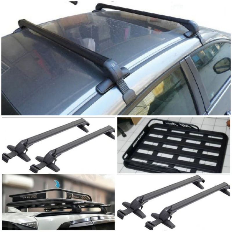 Paket Roof Rack / Rak Bagasi dan Cross Bar Jepit Body Mobil Avanza / Xenia