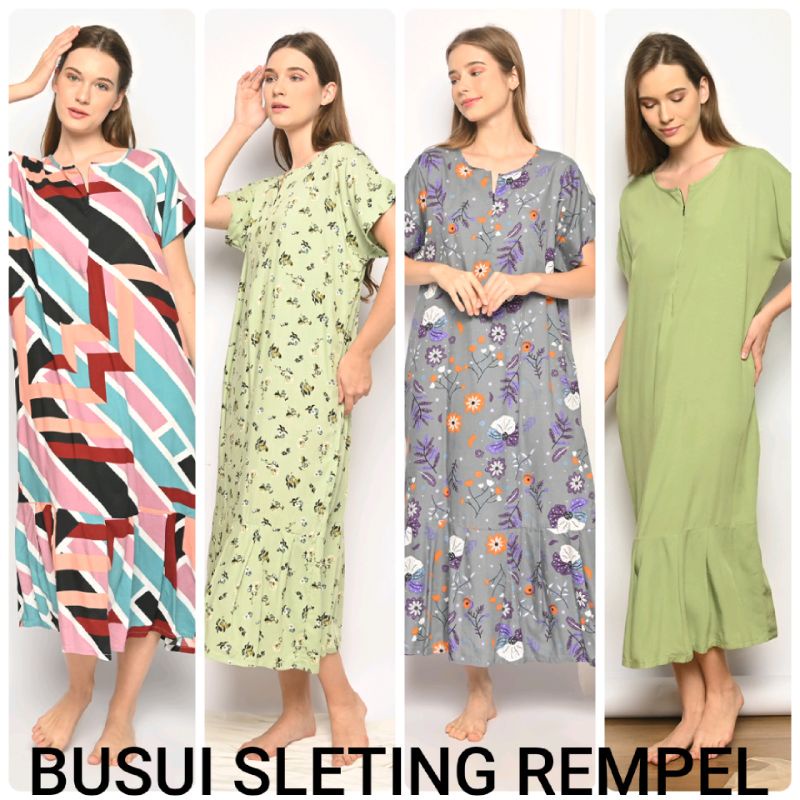 BEE - Daster Rayon Panjang Semata Kaki Daster Busui Rempel / Ruffle Daster Kekinian