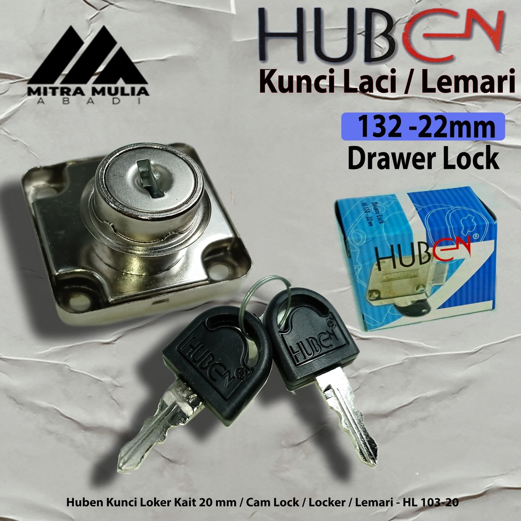 KUNCI LEMARI MEJA HUBEN 22 MM HL 138 - 22 KUNCI LACI KERANGKA PADAT