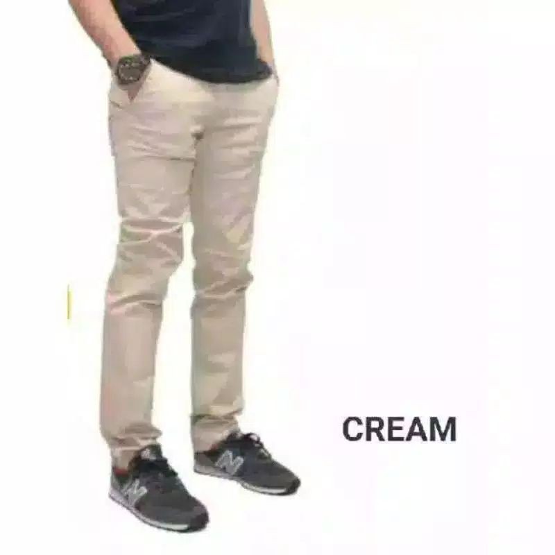 CELANA CHINO Panjang pria Slimfit KERJAHARIAN Santai Casual Formal Hitam Abu Cream Mocca Size 27-38