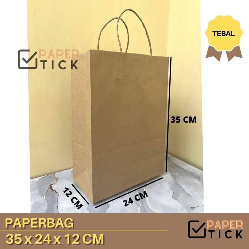 

Paper Bag 35x24x10 CM Paperbag Kantong Kertas PB010 Kantong Kemasan Packaging Kue Baju Paper Bag