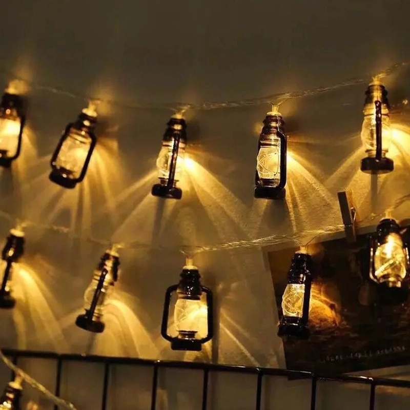 Lampu Tumblr 10-LED Bentuk Botol Minyak Tanah Retro Tenaga Baterai AA Untuk Dekorasi Rumah