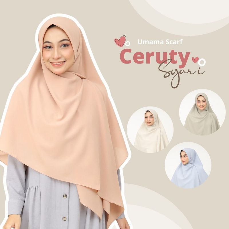 CERUTY STRETCH 140 x 140 cm Jilbab Syari Ceruty Syari Umama Jahit Tepi Part 1