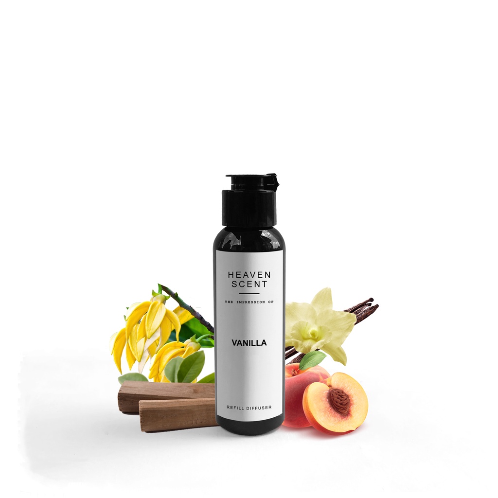 HEAVEN SCENT Refill Luxury Reed Diffuser 100 ml - Pengharum Ruangan Aromaterapi Inspired by Fragrance-Body S Vanilla