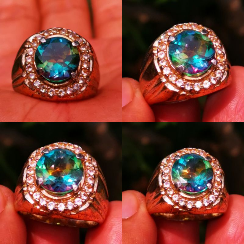 natural batu cincin mystic quartz