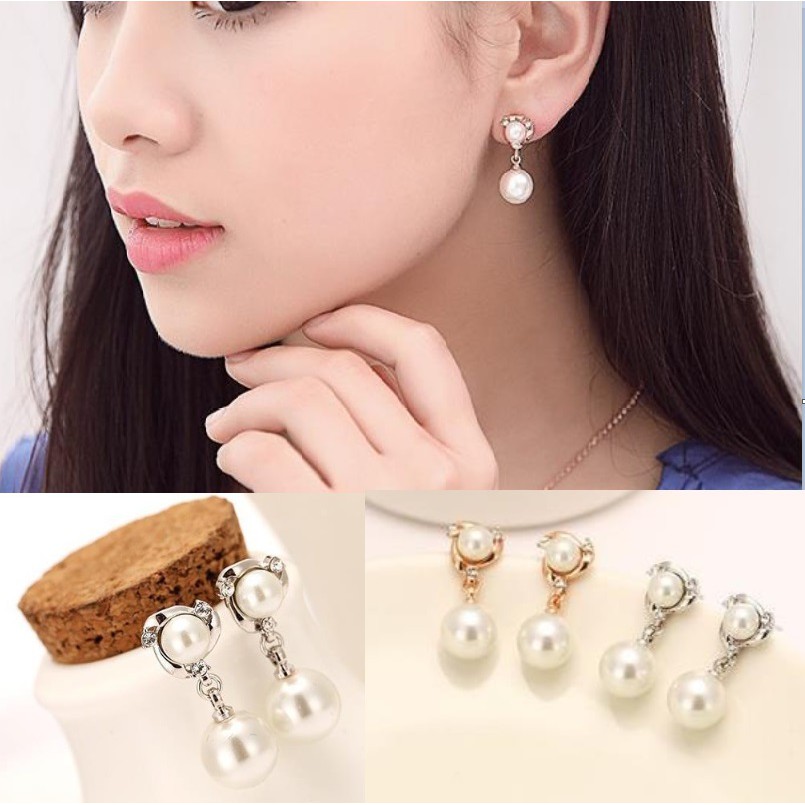 Anting Wanita Mutiara Gantung E38 BIG PEARL Women Stud Earrings Giwang Tusuk Cewe Korea Fashion
