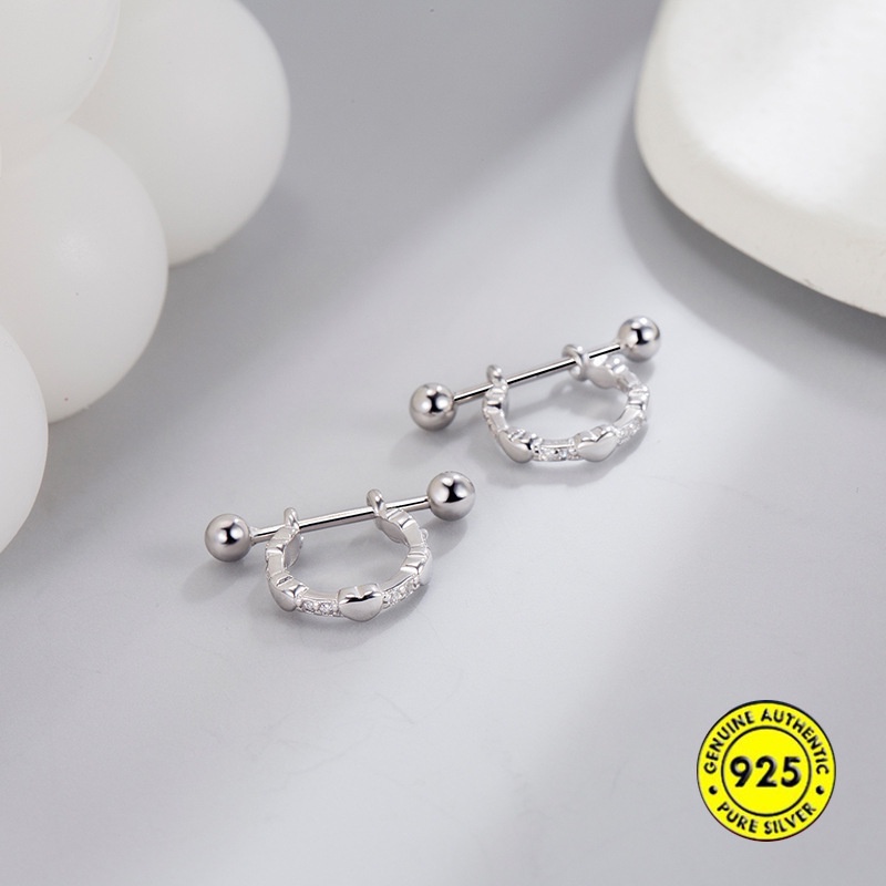 Anting Tusuk Sterling Silver 925 Model Ulir Untuk Unisex / Pria / Wanita