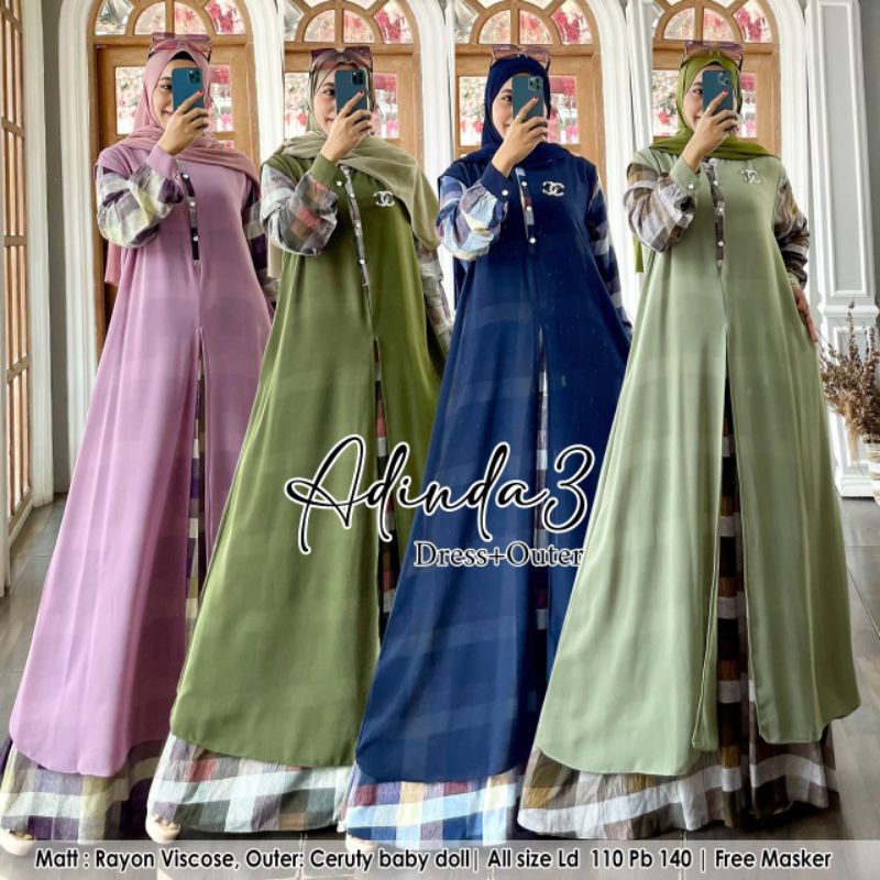 Adinda Dress Set/Gamis set/gamis kekinian