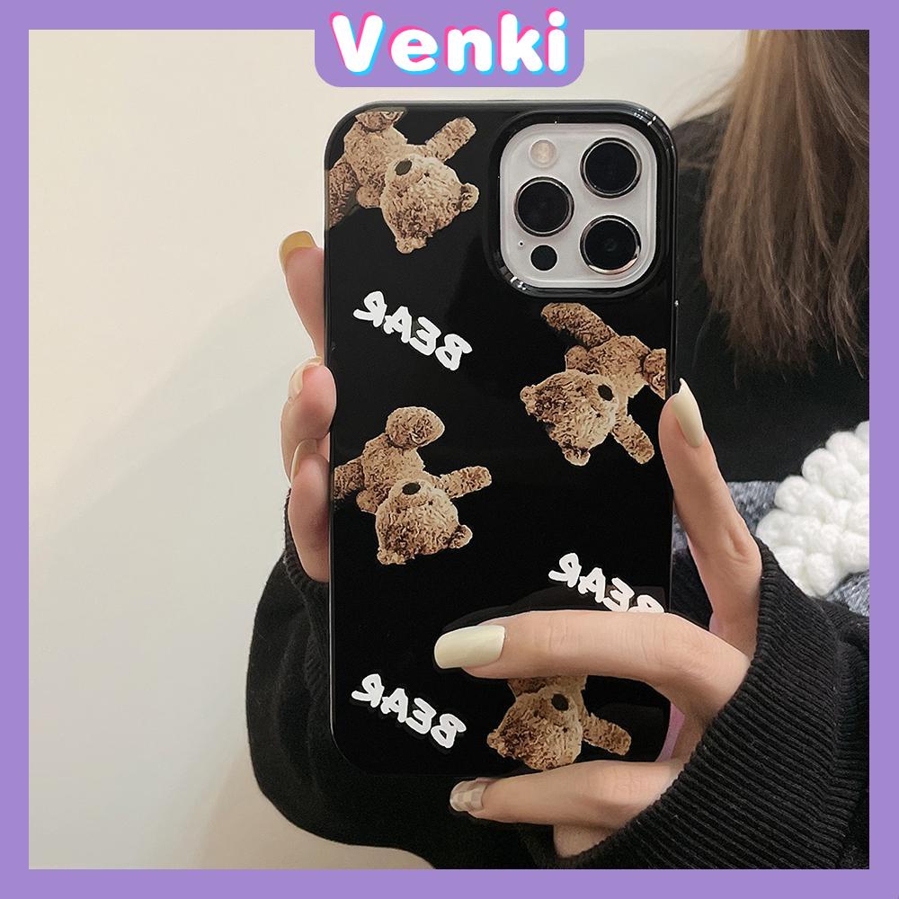 Soft Case Silikon Hitam Glossy Motif Teddy Bear Untuk Iphone 13 Pro Max / 12 Pro Max / 11 / 7 + / 7 / 8 + / Xr / Xs Max / 11 / Pro / 7 / 8 +